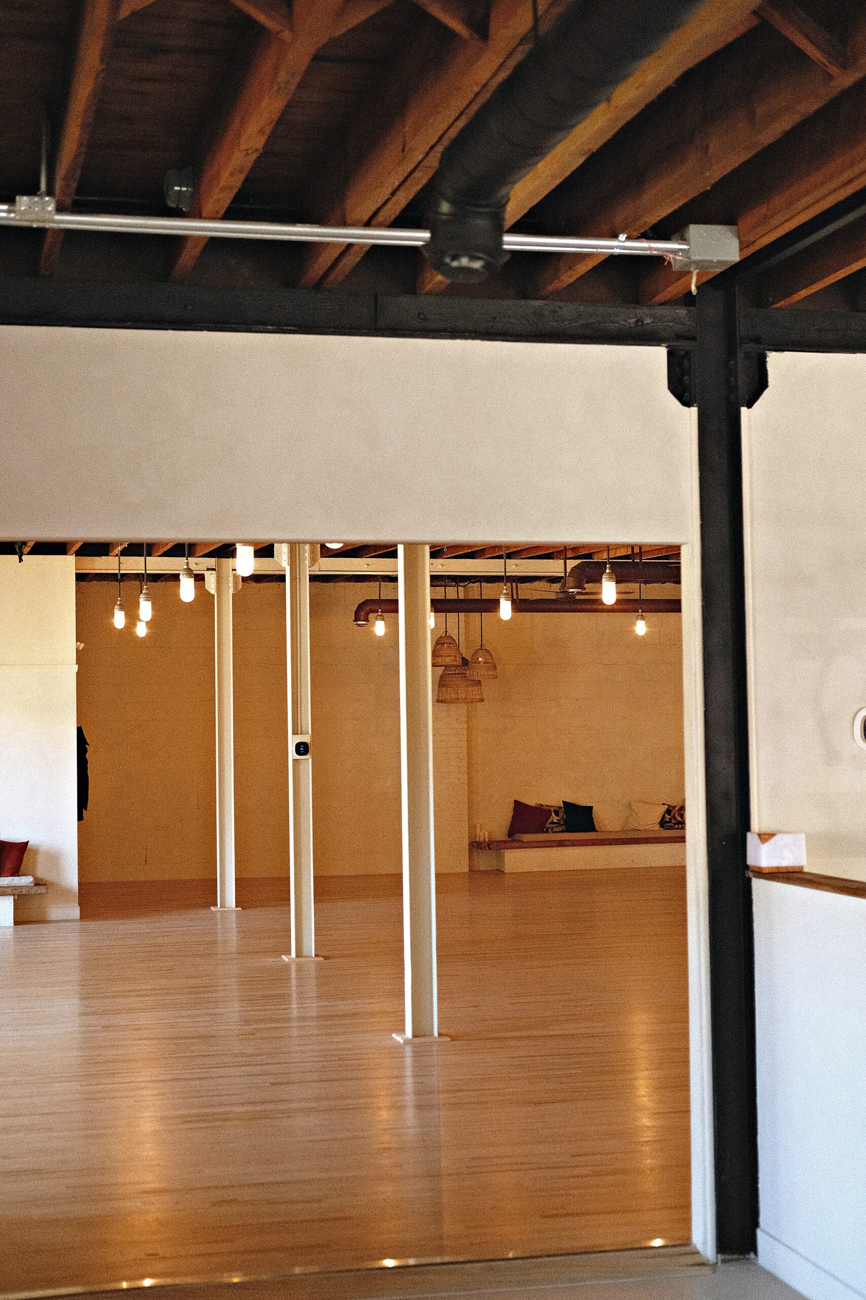 Empty Beach Ballroom dance studio filled with natural daylight in Toronto