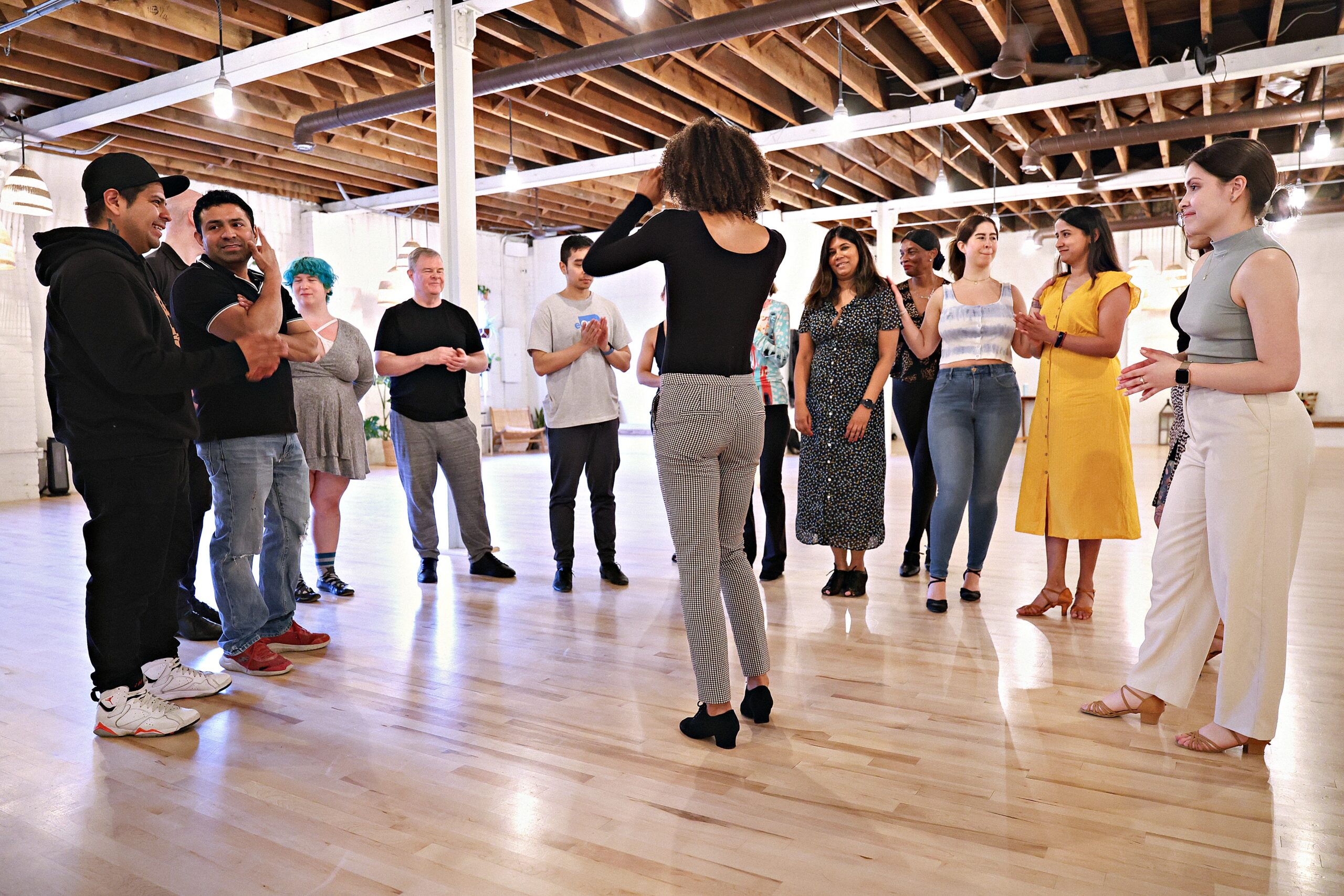 Students socializing together at Beach Ballroom studio in Toronto