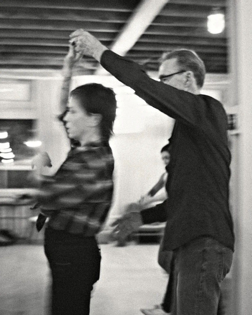 Black and white photo of a couple dancing at Beach Ballroom in Toronto